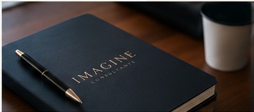 Imagine Consultants branded notebook and pen